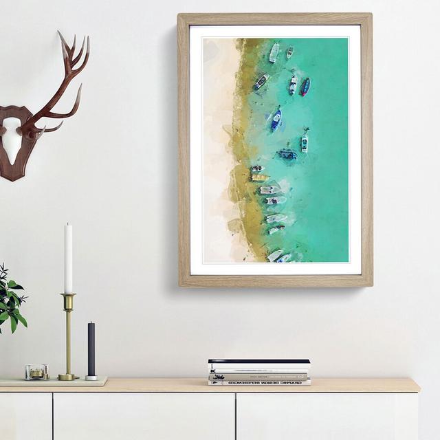 Aerial View of Boats in Abstract - Picture Frame Graphic Art Print East Urban Home Frame Option: Oak Framed, Size: 48cm H x 36cm W x 2cm D on Productcaster.