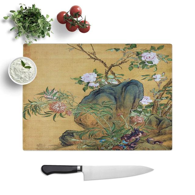 Tempered Glass Roses by Lang Shining Chopping Board East Urban Home Size: 28.5 cm W x 20 cm L on Productcaster.