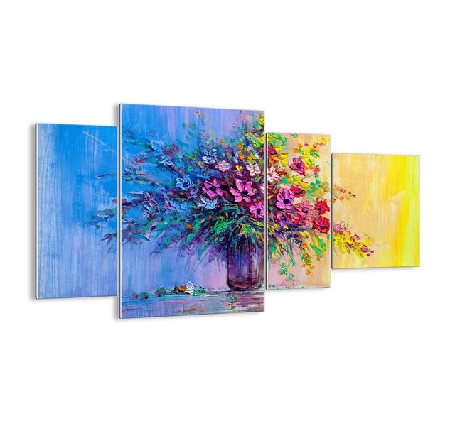 Gift Letnirj the Meadow - 4 Piece Unframed Painting Print Set on Glass Latitude Run Size: 70cm H x 120cm W x 1.8cm D on Productcaster.