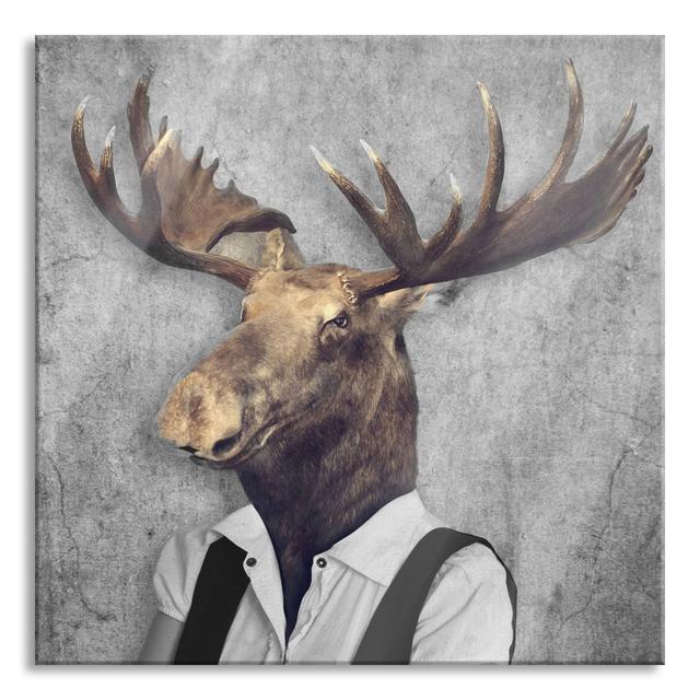 Elk Head with Human Body - Unframed Graphic Art on Glass Maturi Size: 70cm H x 70cm W x 0.4cm D on Productcaster.