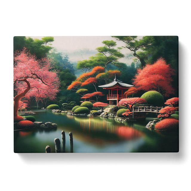 Japanese Garden Pond Vol.1 - Wrapped Canvas Graphic Art Marlow Home Co. Size: 35cm H x 50cm W x 3cm D on Productcaster.