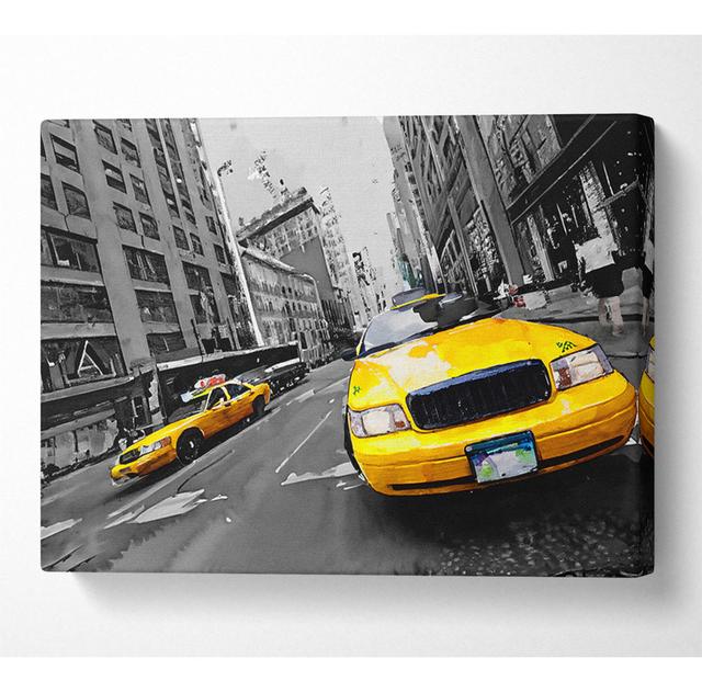 Yellow Cabs In NYC - Wrapped Canvas Print Latitude Run Size: 50.8cm H x 81.3cm W x 10cm D on Productcaster.