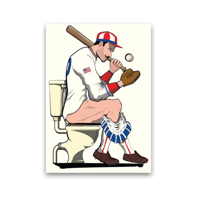 'Baseball Player_Loo' - Graphic Art Print on Paper Happy Larry Frame Option: No Framed, Size: 30cm H x 21cm W x 1cm D on Productcaster.