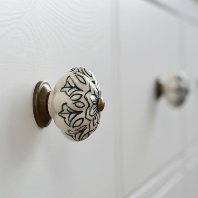 Nicola Spring - Floral Ceramic Cabinet Knobs (Set of 6) Nicola Spring Finish: Black on Productcaster.