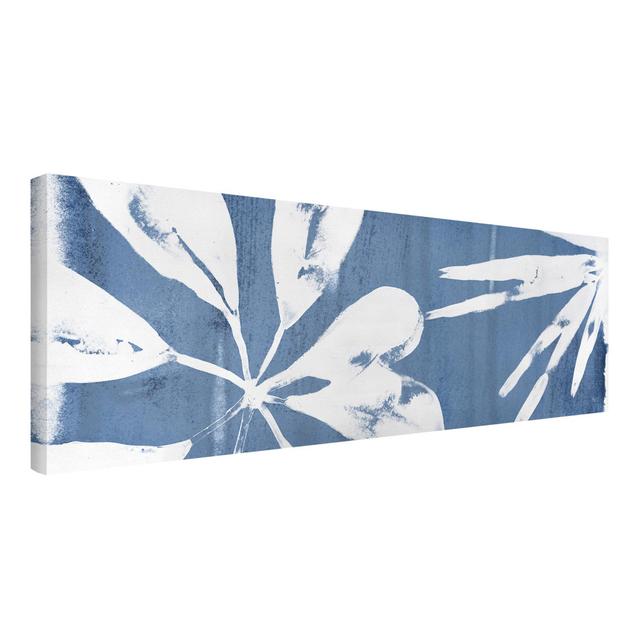 Tropical Leaves Indigo I - Wrapped Canvas Art Prints 17 Stories Format: 260g/m² canvas, Size: 40cm H x 120cm W on Productcaster.