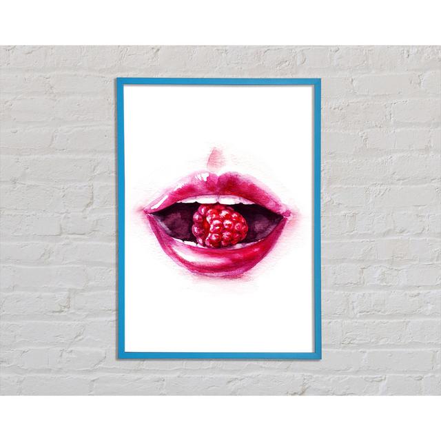 Raspberry Lips Framed Print Happy Larry Size: 42cm H x 29.7cm W x 2cm D on Productcaster.