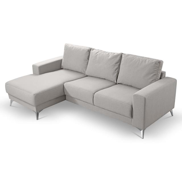 Ecksofa Reyne Corrigan Studio Beinfarbe: Silber, Polsterfarbe: Grau, Ausrichtung: Ausrichtung Links on Productcaster.