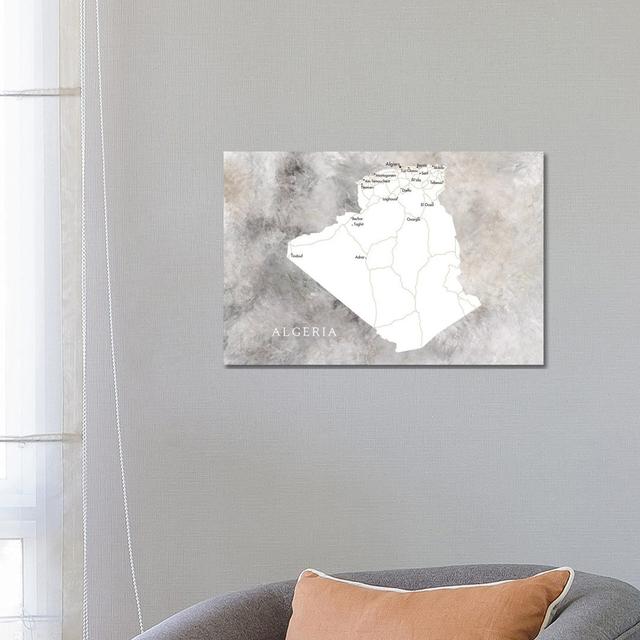 Map Of Algeria by Blursbyai - Gallery-Wrapped Canvas Giclée on Canvas Lark Manor Size: 45.72cm H x 66.04cm W, Format: Wrapped Canvas on Productcaster.