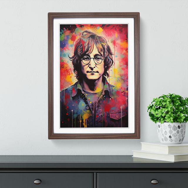 John Lennon Contemporary Big Box Art Size: 64cm H x 46cm W x 2cm D, Frame Colour: Walnut Framed on Productcaster.