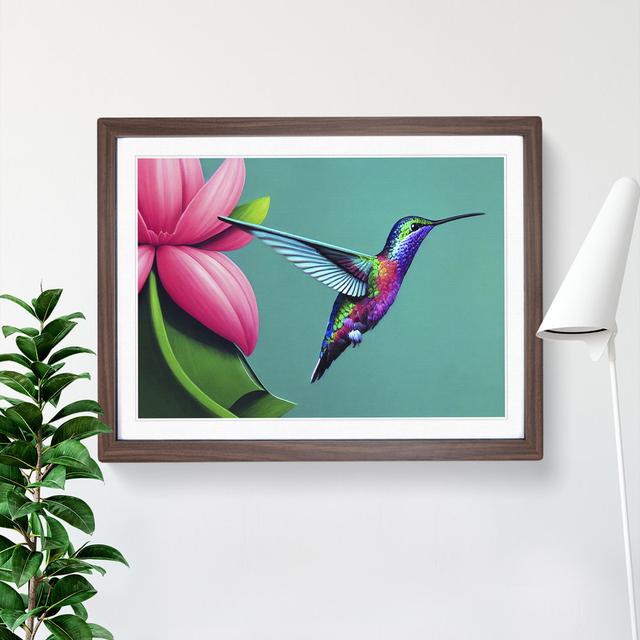 Timeless Floral Hummingbird - Picture Frame Graphic Art Marlow Home Co. Frame Colour: Walnut Framed, Size: 34cm H x 46cm W x 2cm D on Productcaster.