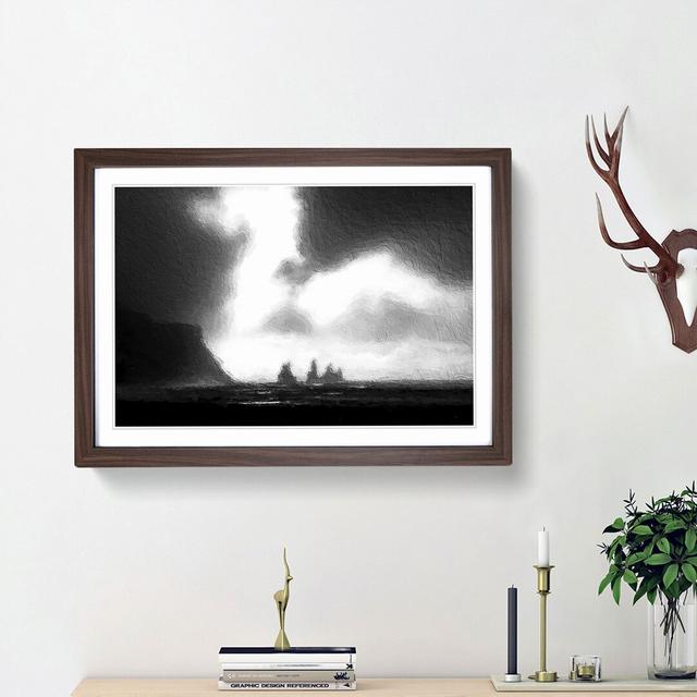 Rock Formations in Vik Iceland - Picture Frame Painting Print East Urban Home Frame Option: Walnut Framed, Size: 27cm H x 36cm W x 2cm D on Productcaster.