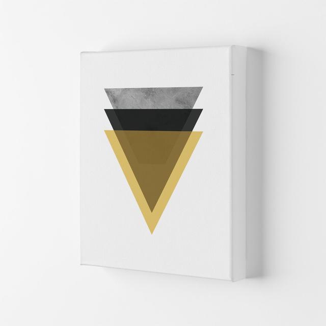 Geometric Mustard and Black Triangles by Pixy Paper - Graphic Art Corrigan Studio Size: 29.7cm H x 21cm W x 4cm D, Format: Wrapped Canvas on Productcaster.