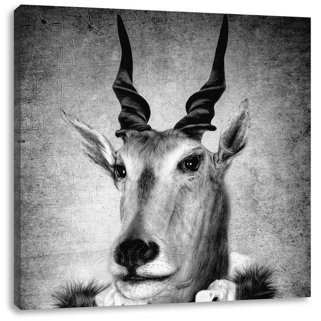 Antelope Head With Human Body, Monochrome As Canvas Painting Square Maturi Größe: 40 cm H x 40 cm B x 1,8 cm T on Productcaster.