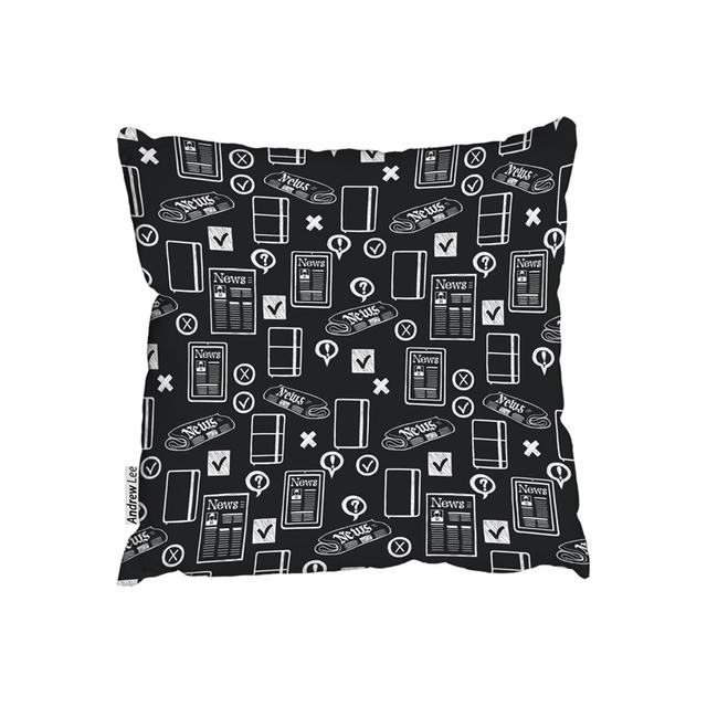 Press and Media Symbols Cushion with Filling Andrew Lee Size: 60cm H x 60cm W x 30cm D on Productcaster.