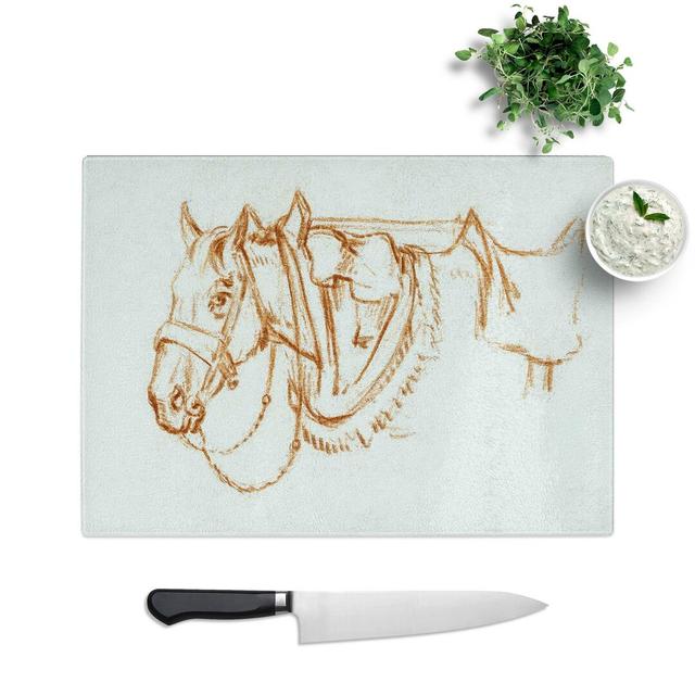 Tempered Glass Rigged Horse by Jean Bernard Chopping Board East Urban Home Size: 39 cm W x 28.5 cm L on Productcaster.