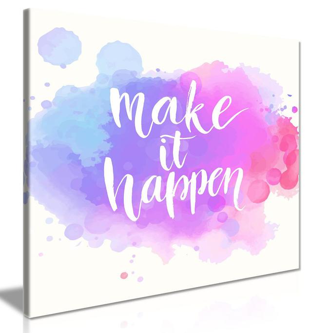 Motivation Inspirational Wall Art Quote Make It Happen Canvas Wall Art Picture Print Panther Print Size: 41cm H x 41cm W on Productcaster.