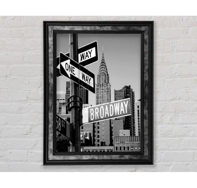 New York Signs To Broadway Black And White - Single Picture Frame Art Prints Bright Star Size: 141.4cm H x 100cm W x 8cm D on Productcaster.