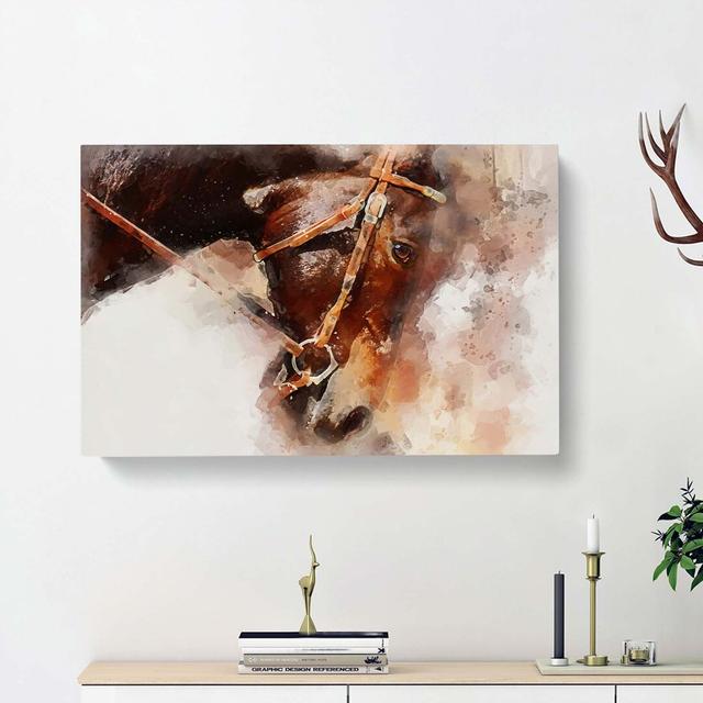 Horse in Abstract - Wrapped Canvas Painting Print East Urban Home Size: 40cm H x 60cm W x 3cm D on Productcaster.