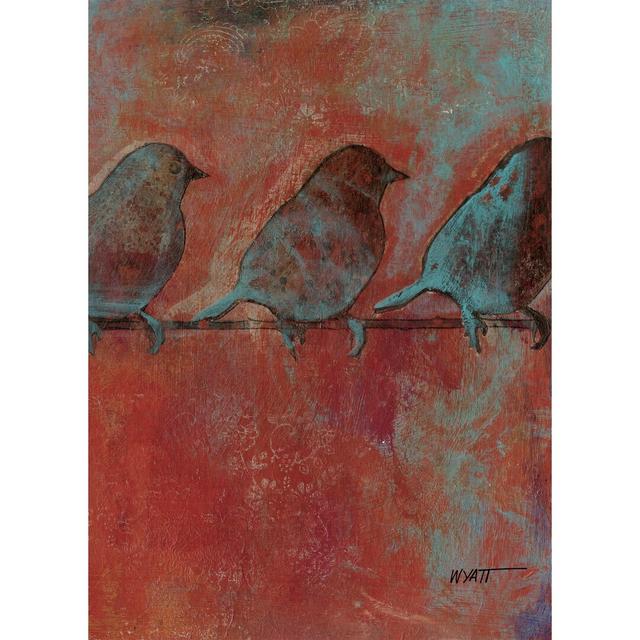 Row Of Sparrows II By Norman Wyatt - Wrapped Canvas Painting Print Brambly Cottage Size: 122cm H x 122cm W on Productcaster.