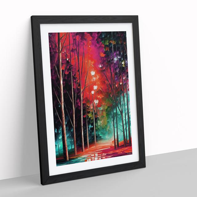 Colourful Woodland Forest No.3 - Picture Frame Painting Alpen Home Frame Colour: Black, Size: 46cm H x 34cm W x 2cm D on Productcaster.