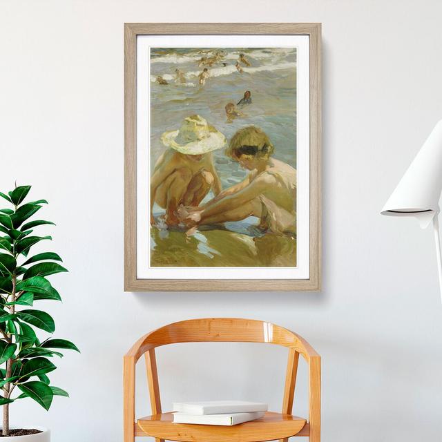 The Wounded Foot by Joaquin Sorolla Y Bastida - Picture Frame Painting East Urban Home Frame Option: Oak, Size: 48cm H x 36cm W x 2cm D on Productcaster.