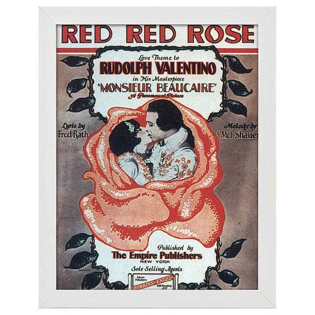 Leinwandbild Vintage Music Cover Red Red Rose Happy Larry Rahmen-Option: Weiß on Productcaster.