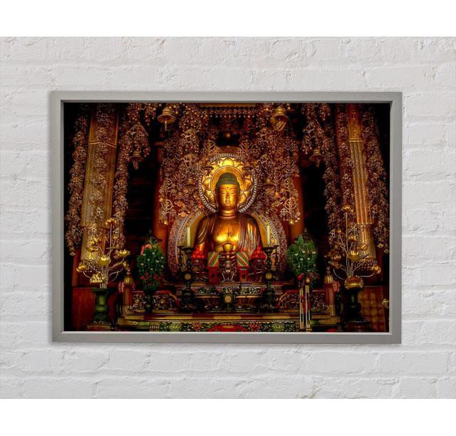 Goldener Buddha Chion Japan - Einzelner Bilderrahmen Kunstdrucke auf Leinwand Bright Star Größe: 100,1 cm H x 141,4 cm B x 3,3 cm T on Productcaster.