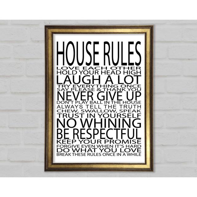 Family Quote House Rules Love Each Other Framed Print Happy Larry Colour: White, Size: 42cm H x 29.7cm W x 1.5cm D on Productcaster.