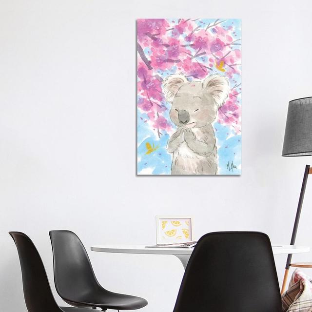 Cherry Blossom Koala - Print on Canvas Harriet Bee Format: Wrapped Canvas, Size: 101.6cm H x 66.04cm W x 3.81cm D on Productcaster.