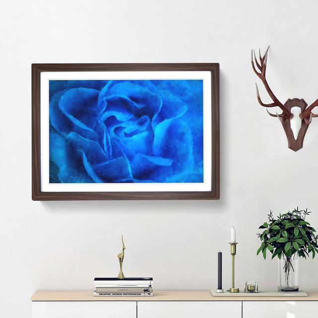 Folded Rose Petals in Blue - Picture Frame Graphic Art Print East Urban Home Frame Option: Walnut Framed, Size: 62cm H x 87cm W x 2cm D on Productcaster.