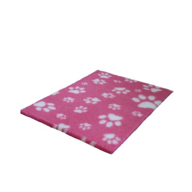 Vet Fleece Bedding | Non-Slip Multi-Paws Vet Bed O Mat Vet Fleece Size: 3cm H x 76cm W x 76cm D, Colour: Pink/White on Productcaster.