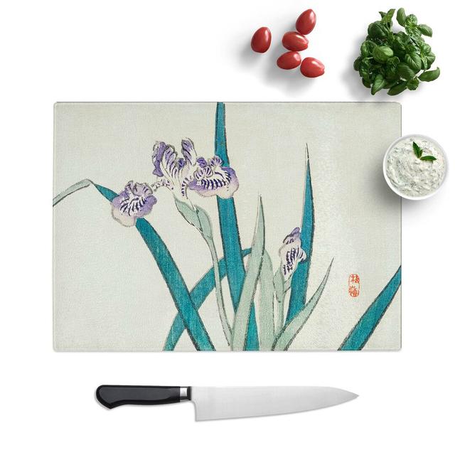 Tempered Glass Irises by Kono Bairei Chopping Board East Urban Home Size: 28.5 cm W x 20 cm L on Productcaster.