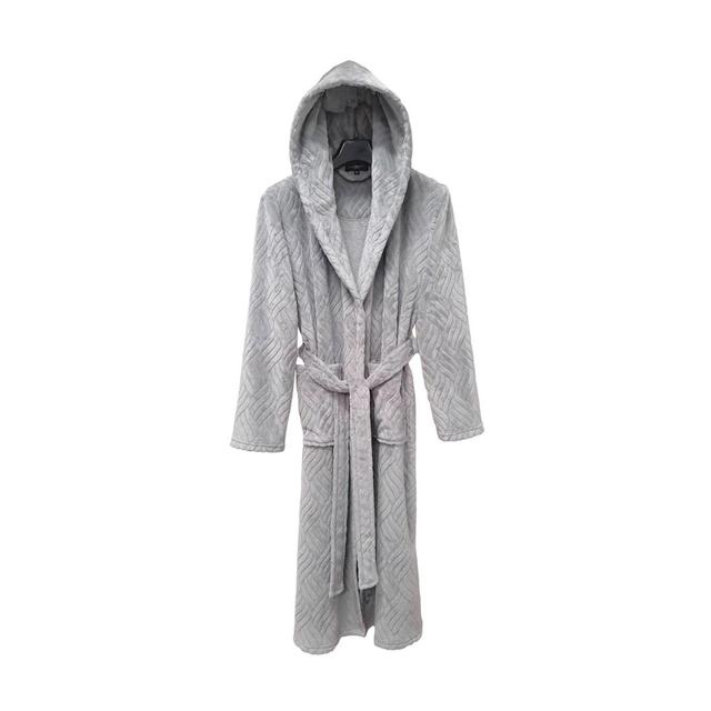 Above Knee Bathrobe with Pockets and Hood Country Club Size: L on Productcaster.