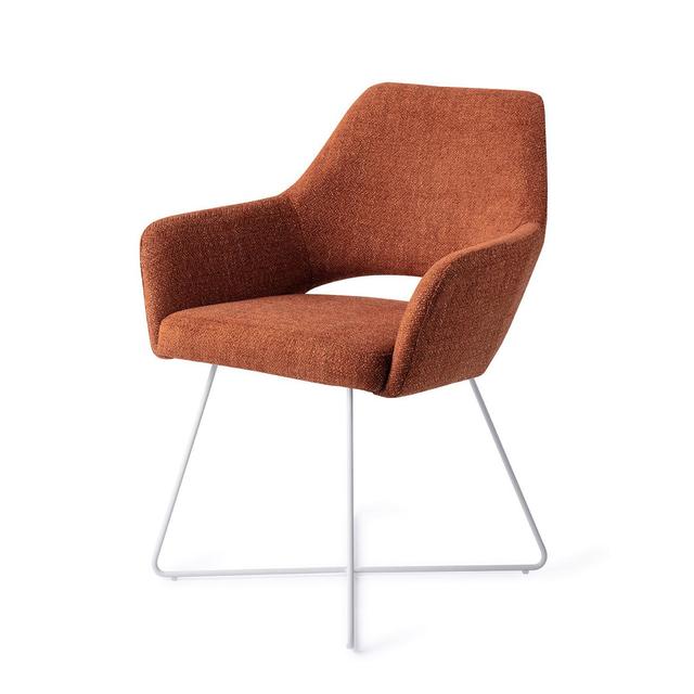 Breasia Polyester Upholstered Metal Armchair Metro Lane Upholstery Colour: Terracotta, Leg Colour: White on Productcaster.