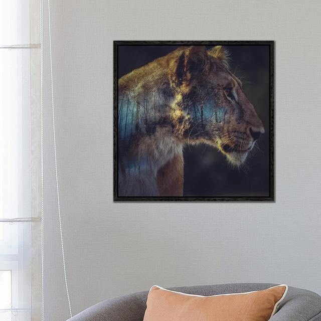 Lion by Paul Haag - Graphic Art Print on Canvas World Menagerie Format: Black Framed, Size: 66.04cm H x 66.04cm W x 3.81cm D on Productcaster.