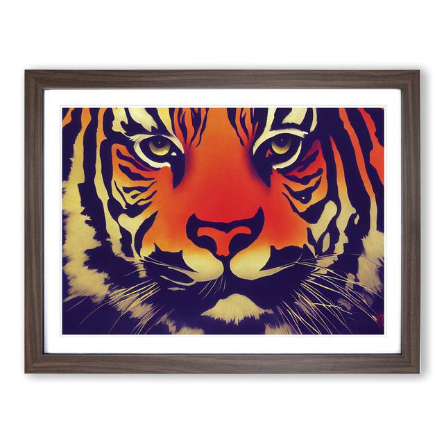 The Stupendous Tiger - Picture Frame Graphic Art World Menagerie Size: 25cm H x 34cm W x 2cm D, Format: Walnut Framed on Productcaster.