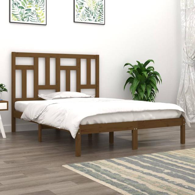 Bed Frame Solid Wood 17 Stories Colour: Honey Brown, Size: Small Double (4') on Productcaster.