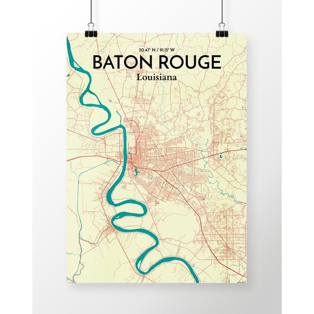 Baton Rouge City Map - No Frame Print East Urban Home Size: 85 cm H x 45.7 cm W on Productcaster.