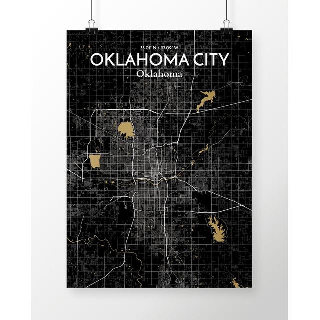 Oklahoma City Map - No Frame Print East Urban Home Colour: Black/Blue, Size: 70cm H x 50cm W x 0.13cm D on Productcaster.