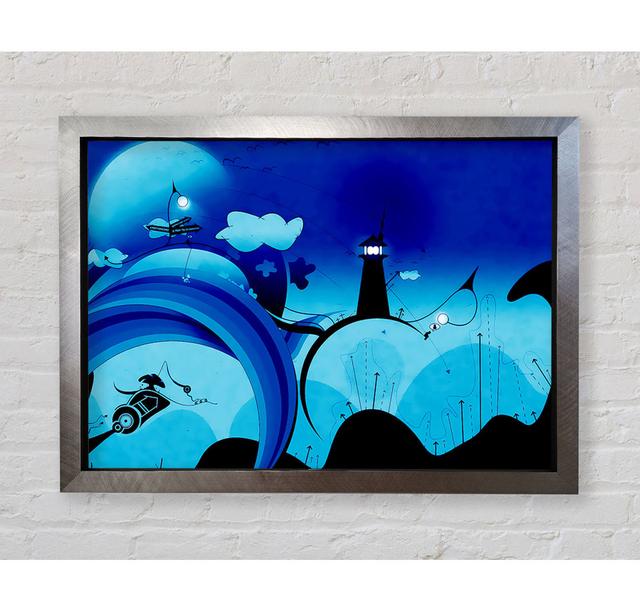 Magical Blue Lighthouse - Print Bright Star Size: 100cm H x 141.4cm W x 3.4cm D on Productcaster.