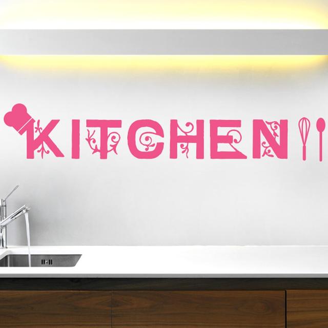 Vine Kitchen Sign Wall Sticker 17 Stories Size: Medium, Colour: Pink on Productcaster.