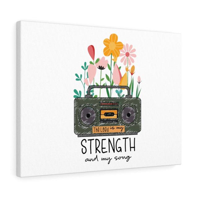 My Strength and My Song - Wrapped Canvas Typography Blue Elephant Size: 61cm H x 76cm W on Productcaster.