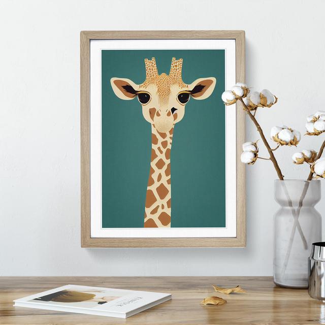 Giraffe No.3 - Picture Frame Graphic Art Isabelle & Max Size: 46cm H x 34cm W x 2cm D, Frame Colour: Oak on Productcaster.