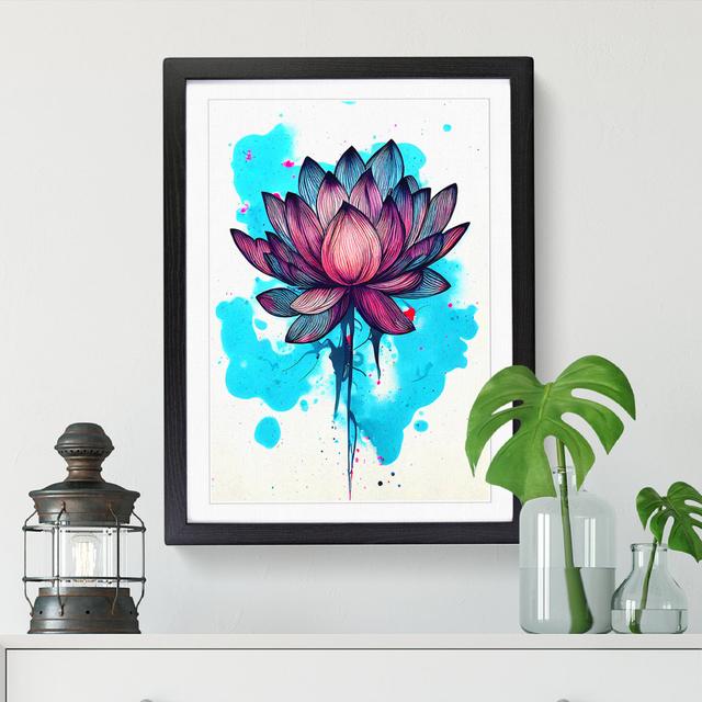 Lotus Flower Paint Splash - Single Picture Frame Print ClassicLiving Size: 34cm H x 25cm W x 2cm D, Frame Option: Black on Productcaster.