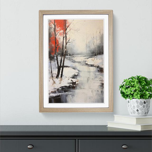 Winter Landscape Gestural No.2 - Single Picture Frame Print on Wood Alpen Home Frame Colour: Oak, Size: 46cm H x 34cm W x 2cm D on Productcaster.