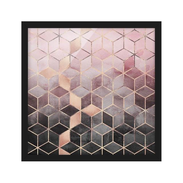 Pink Grey Golden Geometry - Picture Frame Graphic Art Fairmont Park Size: 30cm H x 30cm W x 2cm D, Matte Colour: No Matte, Format: Black on Productcaster.