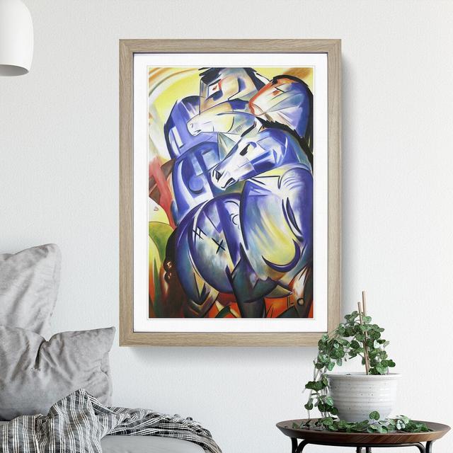 Blue Horses by Franz Marc - Picture Frame Graphic Art on MDF East Urban Home Frame Option: Oak, Size: 65cm H x 48cm W x 2cm D on Productcaster.