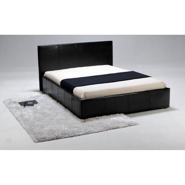 Barcelona Upholstered Ottoman Bed Ivy Bronx Colour: Black, Bed Size: European Kingsize (160 x 200 cm) on Productcaster.