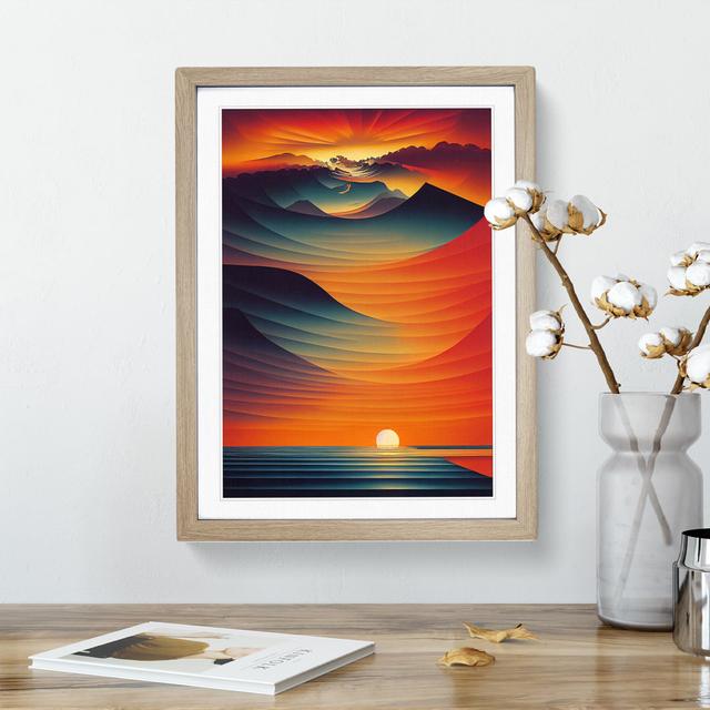 XV1022-3946X Showstopping Abstract Ocean Sunset - Single Picture Frame Print Metro Lane Format: Oak, Size: 34cm H x 25cm W on Productcaster.