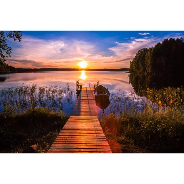 Sunset over the Fishing Pier - Wrapped Canvas Photograph Alpen Home Size: 51cm H x 76cm W x 3.8cm D on Productcaster.